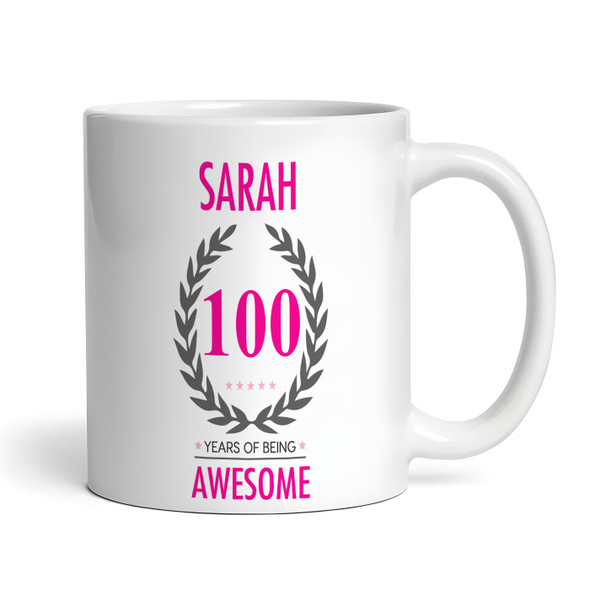 100th Birthday Gift For Women Pink Ladies Birthday Present Personalised Mug
