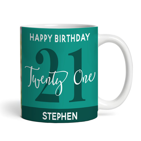 21st Birthday Photo Gift For Him Green Tea Coffee Cup Personalised Mug