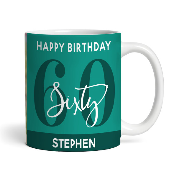 60th Birthday Photo Gift For Him Green Tea Coffee Cup Personalised Mug