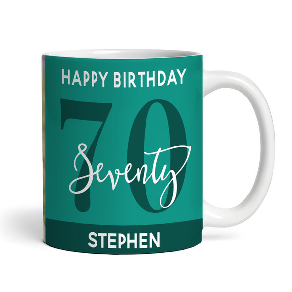 70th Birthday Photo Gift For Him Green Tea Coffee Cup Personalised Mug