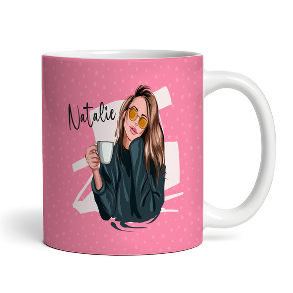 Pink First I Drink The Coffee Women Tea Coffee Cup Custom Gift Personalised Mug