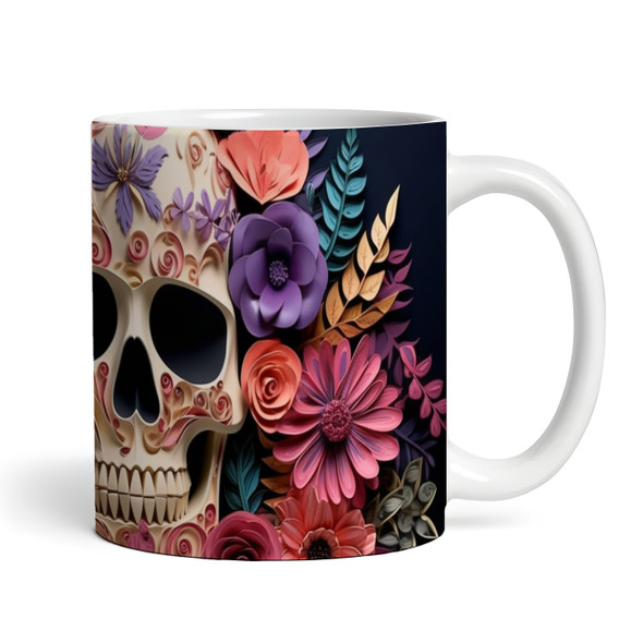 Pink Floral Decorative Skull Gothic Alternative Tea Coffee Cup Personalised Mug