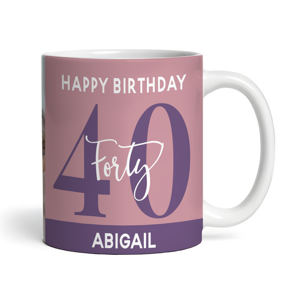 40th Birthday Photo Gift Dusky Pink Tea Coffee Cup Personalised Mug