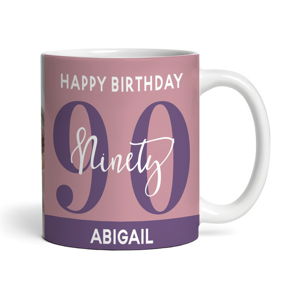 90th Birthday Photo Gift Dusky Pink Tea Coffee Cup Personalised Mug
