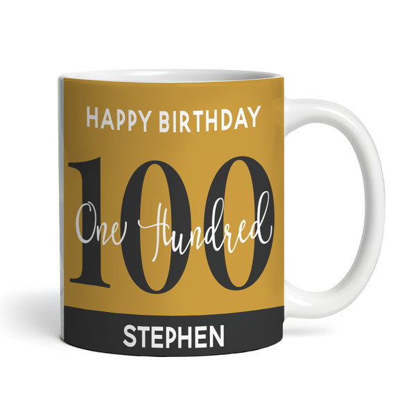 100th Birthday Gift Gold Black Photo Tea Coffee Cup Personalised Mug