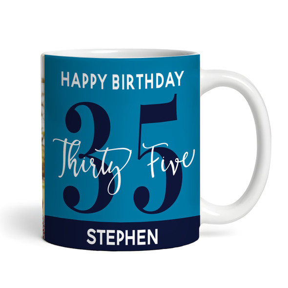 35th Birthday Photo Gift Blue Tea Coffee Cup Personalised Mug