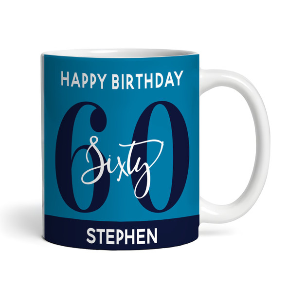 60th Birthday Photo Gift Blue Tea Coffee Cup Personalised Mug