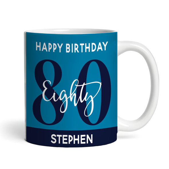 80th Birthday Photo Gift Blue Tea Coffee Cup Personalised Mug