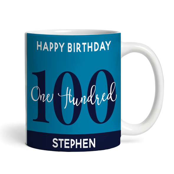 100th Birthday Photo Gift Blue Tea Coffee Cup Personalised Mug