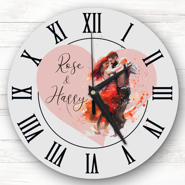 Dancing Couple Anniversary Birthday Valentine's Gift Grey Personalised Clock