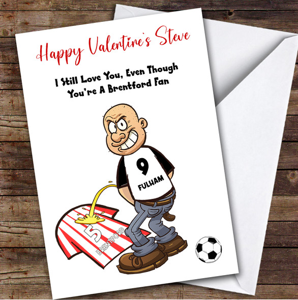 Any Team Weeing On Any Team Funny Football Fan Valentine's Card