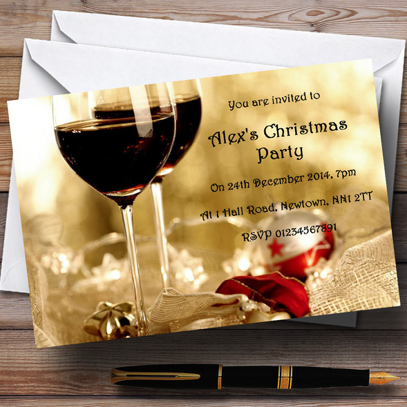 Wine Customised Christmas Party Invitations