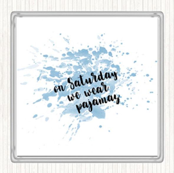 Blue White On Saturday Inspirational Quote Coaster