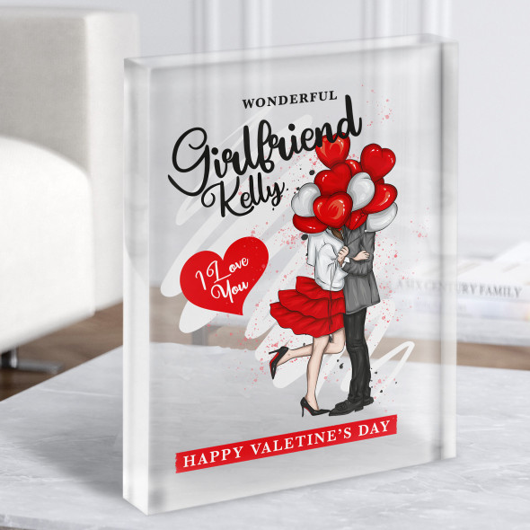 Valentine's Gift For Girlfriend With Balloons Heart Custom Clear Acrylic Block