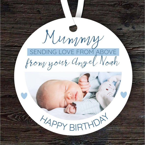 Mummy Angel Baby Loss Blue Boy Photo Birthday Keepsake Memorial Gift Ornament