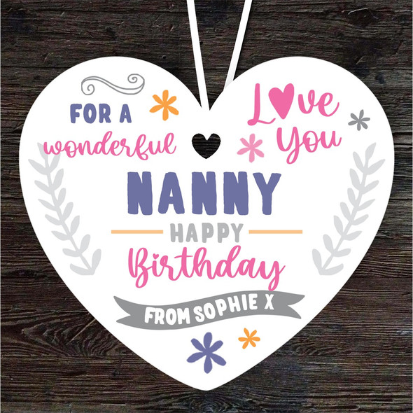 Nanny Happy Birthday Gift Love You Purple Heart Personalised Hanging Ornament