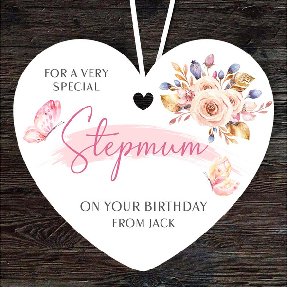 Special Stepmum Butterflies Floral Birthday Gift Heart Personalised Ornament