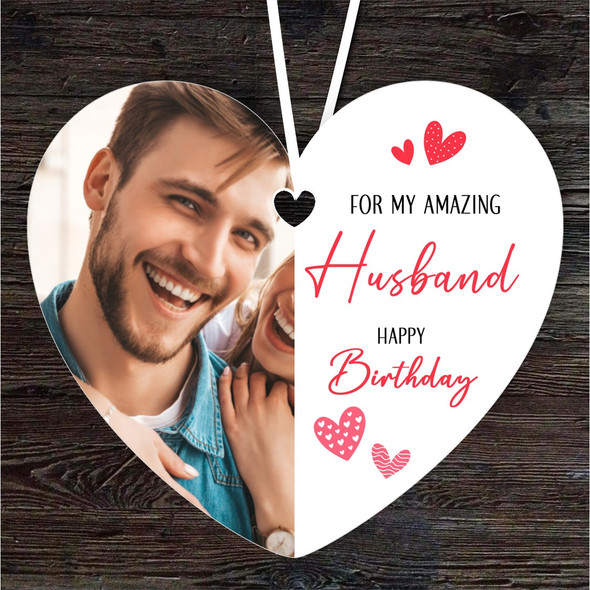 Amazing Husband Red Hearts Photo Birthday Gift Heart Personalised Ornament