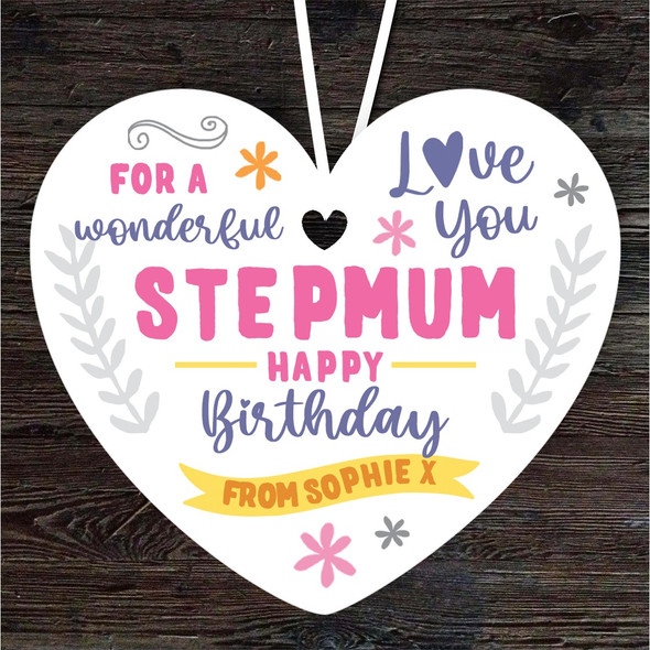 Stepmum Happy Birthday Gift Love You Heart Personalised Hanging Ornament