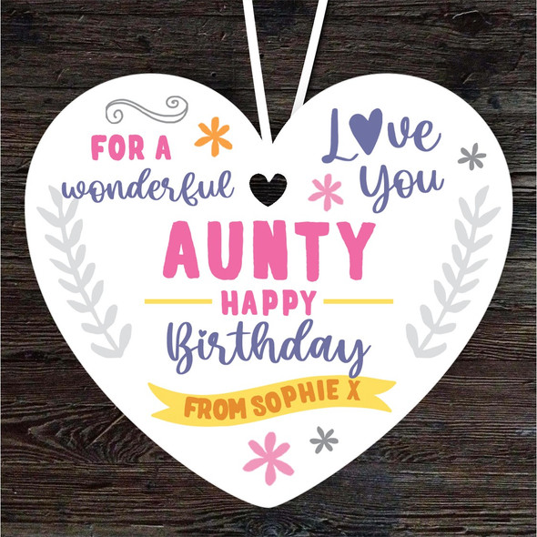 Aunty Happy Birthday Gift Love You Heart Personalised Hanging Ornament