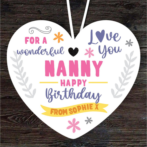 Nanny Happy Birthday Gift Love You Heart Personalised Hanging Ornament