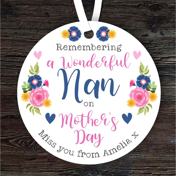 Nan Mother's Day Memorial Keepsake Gift Bright Flowers Personalised Ornament