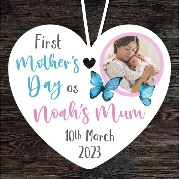 First Mother's Day Gift Mum Photo Butterfly Heart Personalised Hanging Ornament