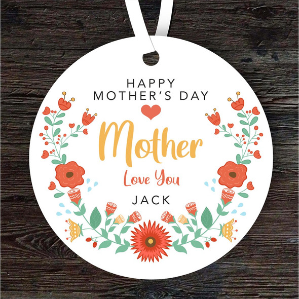 Mother Red Floral Mother's Day Gift Round Personalised Hanging Ornament