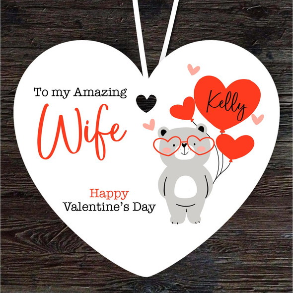 Wife Teddy Bear Heart Balloons Valentine's Day Gift Heart Personalised Ornament