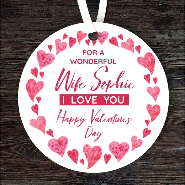 Wife Happy Valentine's Day Gift Heart Frame Round Personalised Hanging Ornament