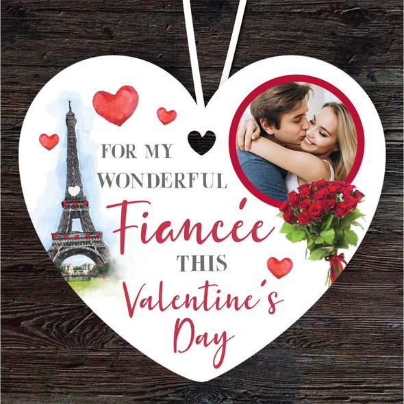Fiancée Female Valentine's Day Gift Paris Photo Heart Personalised Ornament