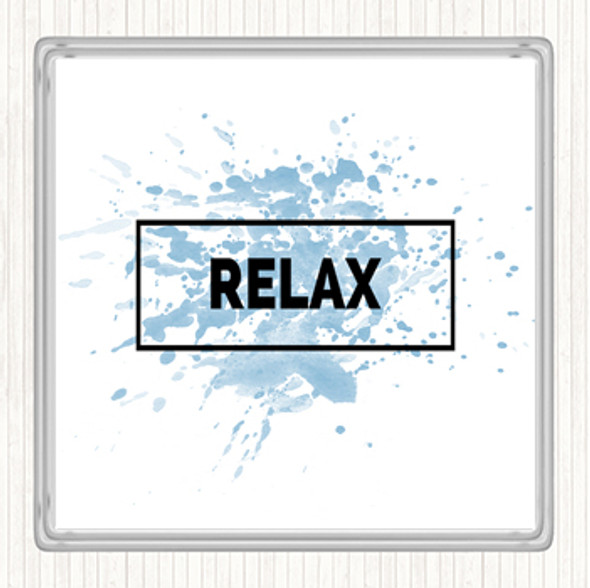Blue White Relax Boxed Inspirational Quote Coaster