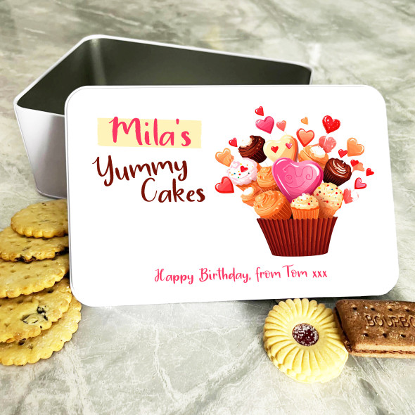 Love Cupcake Birthday Gift Personalised Cake Tin