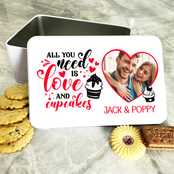 Love Photo Frame Cupcakes Romantic Gift Personalised Cake Tin