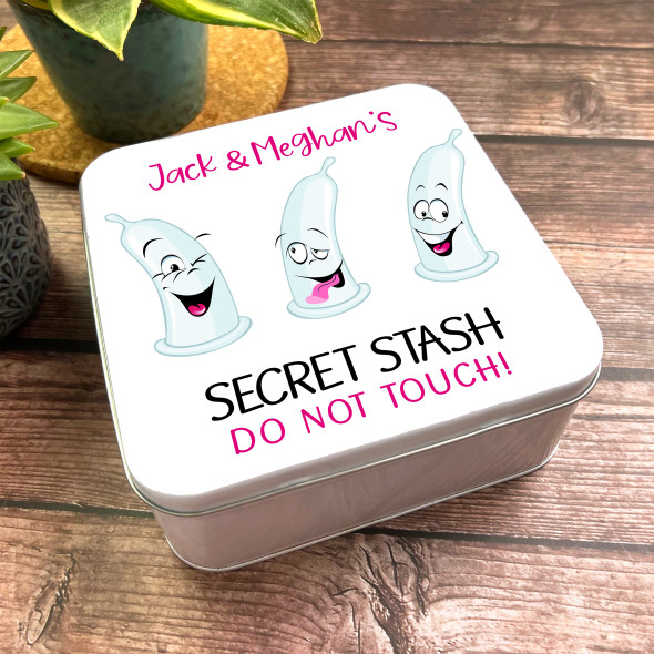 Square Condoms Sexy Naughty Erotic Romantic Gift Personalised Storage Tin