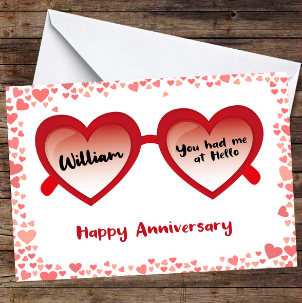 Personalised Love Hearts Sunglasses Anniversary Card