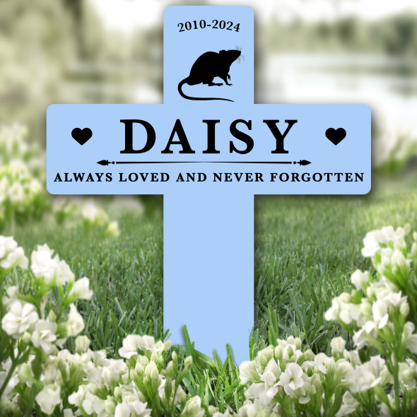 Cross Blue Rat Silhouettes Pet Remembrance Garden Plaque Grave Memorial Stake