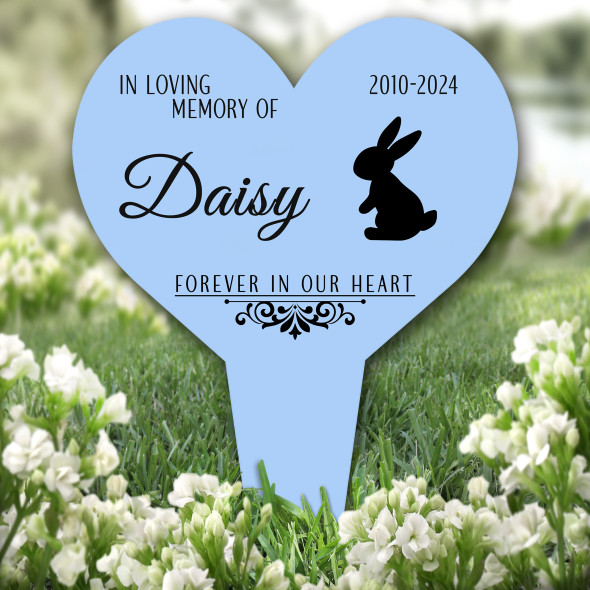 Heart Bunny Pet Blue Remembrance Garden Plaque Grave Marker Memorial Stake