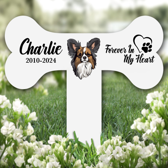 Bone Papillon Dog Heart Pet Remembrance Garden Plaque Grave Memorial Stake