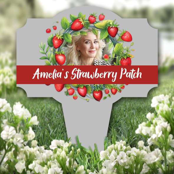 Strawberry Patch Wreath Garden Photo Grey Grave Garden Plaque Memorial Stake