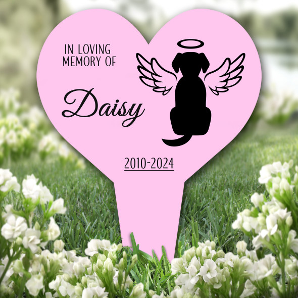 Heart Dog With Wings Pet Pink Remembrance Garden Plaque Grave Memorial Stake