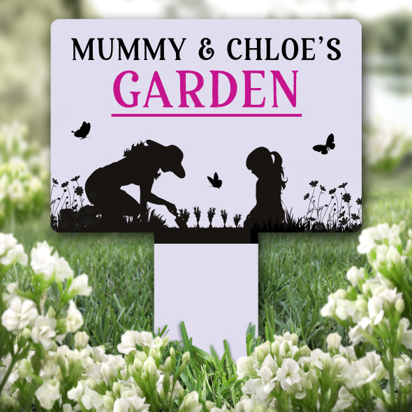 Woman And Girl Gardening Garden Personalised Gift Garden Plaque Sign Stake
