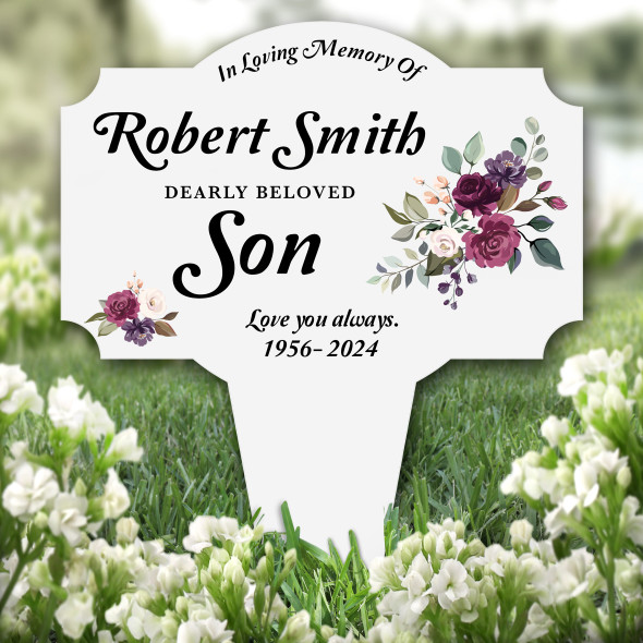 Son Floral Remembrance Garden Plaque Grave Marker Personalised Memorial Stake