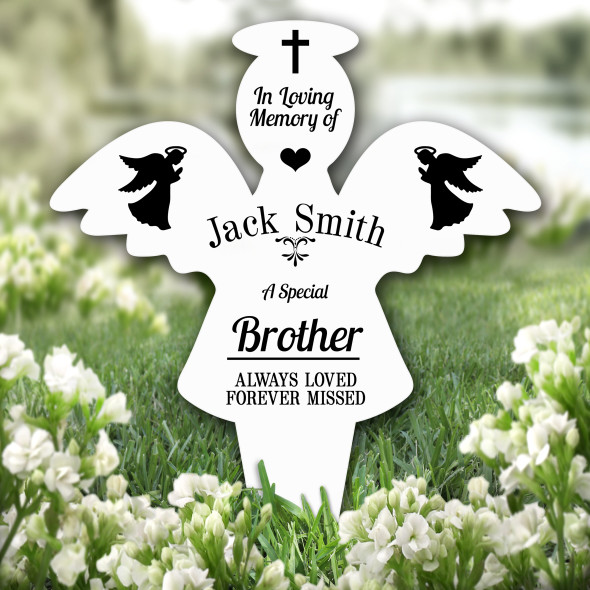 Angel Brother Praying Remembrance Garden Plaque Grave Marker Memorial Stake