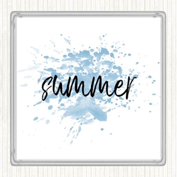 Blue White Slimmer Inspirational Quote Coaster
