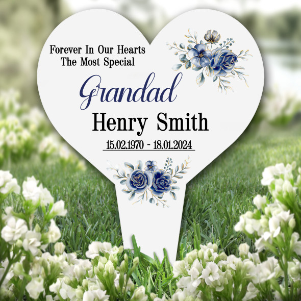 Garden Plaque Heart Special Grandad Blue Remembrance Grave Marker Memorial Stake