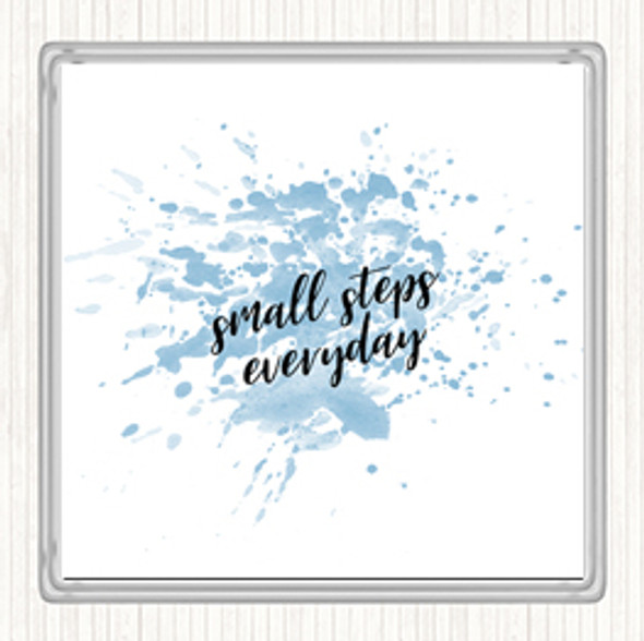 Blue White Small Steps Inspirational Quote Coaster