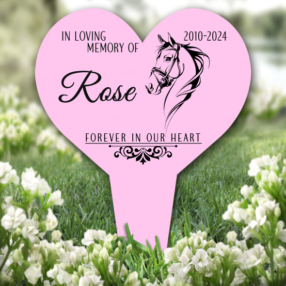 Heart Horse Pet Pink Remembrance Garden Plaque Grave Marker Memorial Stake