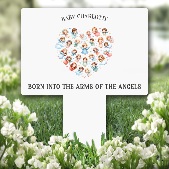 Baby Angels Heart Grey Remembrance Garden Plaque Grave Marker Memorial Stake