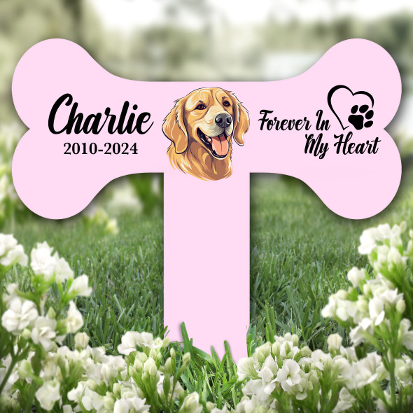 Bone Pink Springer Spaniel Dog Heart Pet Remembrance Grave Plaque Memorial Stake